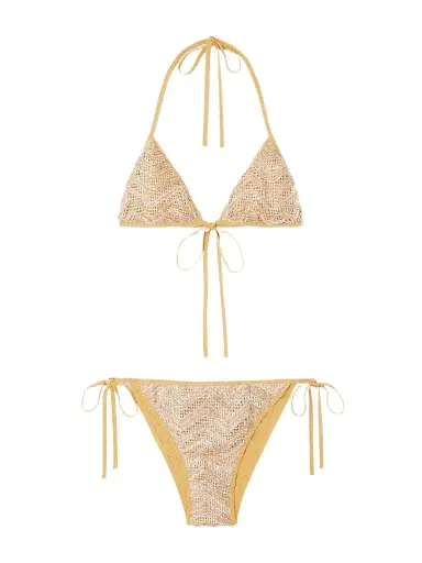 Missoni Mare Sequin-embellished Striped Metallic Crochet-knit Triangle Bikini | Thumbnail 1