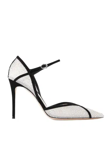 Gianvito Rossi 95 Suede-trimmed Crystal-embellished Mesh Pumps | Thumbnail 1 Gianvito Rossi 95 Suede-trimmed Crystal-embellished Mesh Pumps | Thumbnail 1