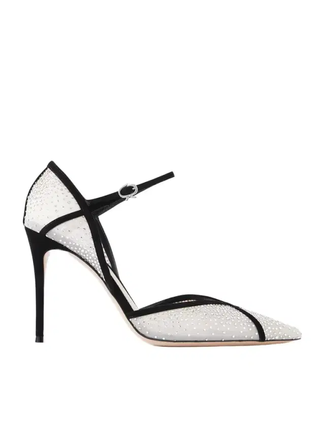 95 Suede-trimmed Crystal-embellished Mesh Pumps