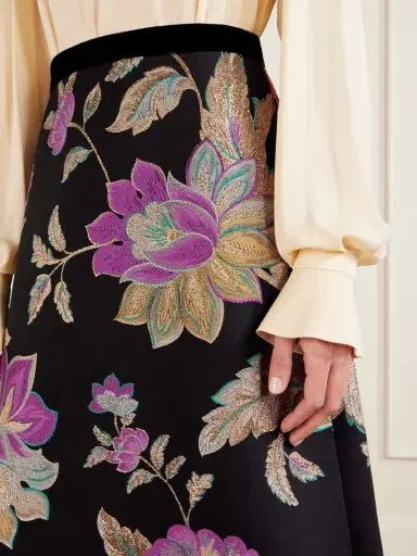 Valentino Garavani Velvet-trimmed Wool-blend Floral-brocade Maxi Skirt | Thumbnail 5 Valentino Garavani Velvet-trimmed Wool-blend Floral-brocade Maxi Skirt | Thumbnail 5