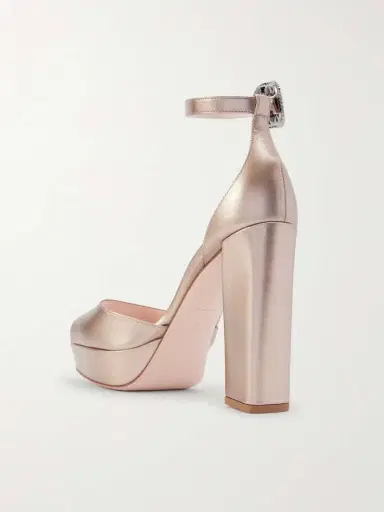 Roger Vivier Strass 120 Crystal-embellished Metallic Leather Platform Sandals | Thumbnail 3