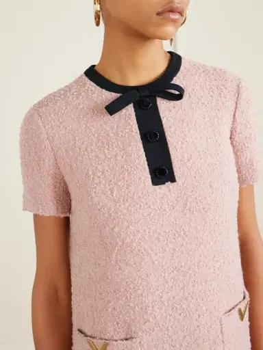 Valentino Garavani Bow-detailed Embellished Wool-blend Bouclé Mini Dress | Thumbnail 5