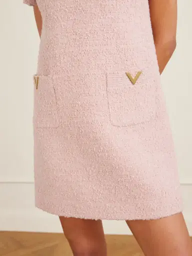 Valentino Garavani Bow-detailed Embellished Wool-blend Bouclé Mini Dress | Thumbnail 6