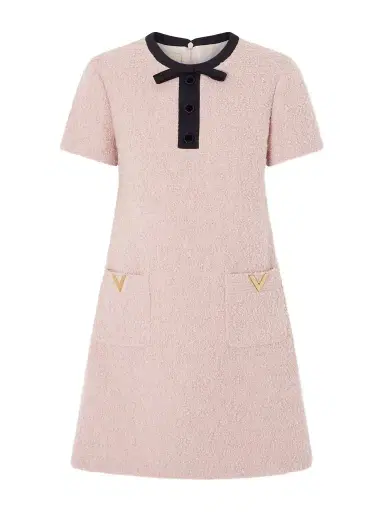 Valentino Garavani Bow-detailed Embellished Wool-blend Bouclé Mini Dress | Thumbnail 1