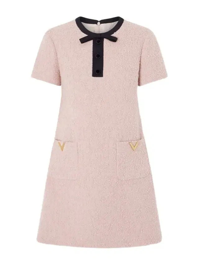 Bow-detailed Embellished Wool-blend Bouclé Mini Dress