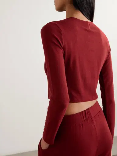 LESET Lauren Cropped Brushed Stretch-knit Cardigan | Thumbnail 3 LESET Lauren Cropped Brushed Stretch-knit Cardigan | Thumbnail 3
