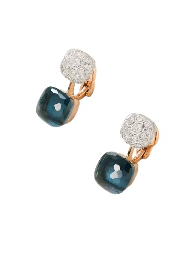 Nudo 18-karat Rose And White Gold, Topaz And Diamond Earrings