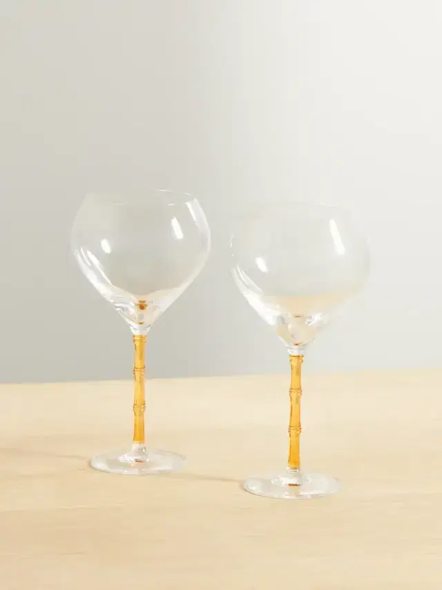 La DoubleJ Bamboo Balloon Set Of Two Crystal Glasses