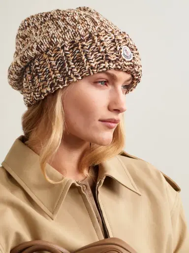 Moncler Appliquéd Ribbed Wool Beanie | Thumbnail 2 Moncler Appliquéd Ribbed Wool Beanie | Thumbnail 2