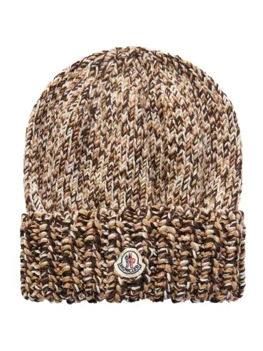 Moncler Appliquéd Ribbed Wool Beanie | Thumbnail 1 Moncler Appliquéd Ribbed Wool Beanie | Thumbnail 1