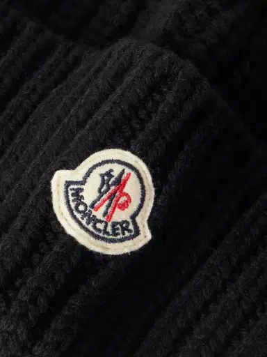 Moncler Appliquéd Ribbed Wool And Cashmere-blend Beanie | Thumbnail 3 Moncler Appliquéd Ribbed Wool And Cashmere-blend Beanie | Thumbnail 3