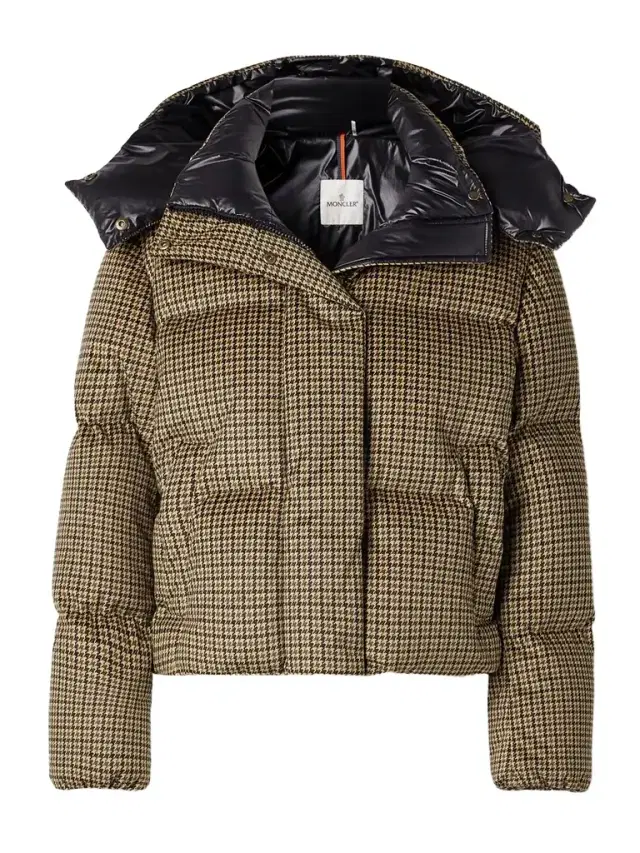 Quierzy Hooded Houndstooth Twill Down Jacket