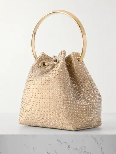 Jimmy Choo Bon Bon Crystal-embellished Mesh And Satin Bucket Bag | Thumbnail 3 Jimmy Choo Bon Bon Crystal-embellished Mesh And Satin Bucket Bag | Thumbnail 3