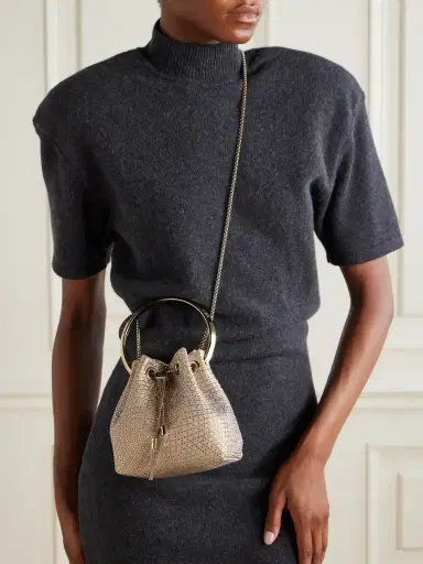 Jimmy Choo Bon Bon Crystal-embellished Mesh And Satin Bucket Bag | Thumbnail 6 Jimmy Choo Bon Bon Crystal-embellished Mesh And Satin Bucket Bag | Thumbnail 6