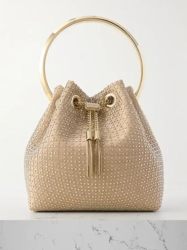 Bon Bon Crystal-embellished Mesh And Satin Bucket Bag