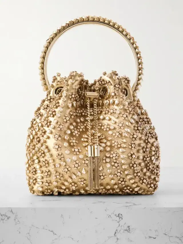 Bon Bon Crystal-embellished Satin Bucket Bag