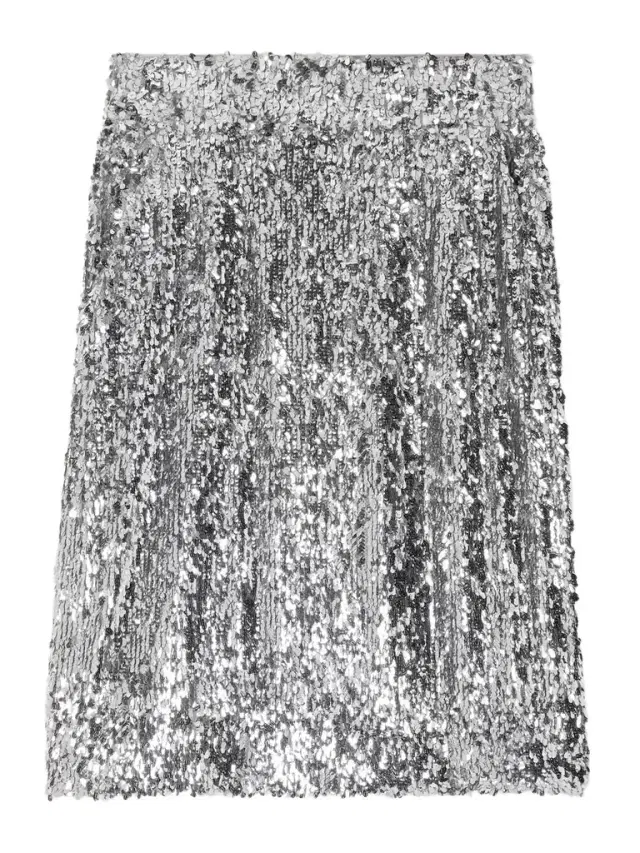 Sequined Mesh Midi Skirt