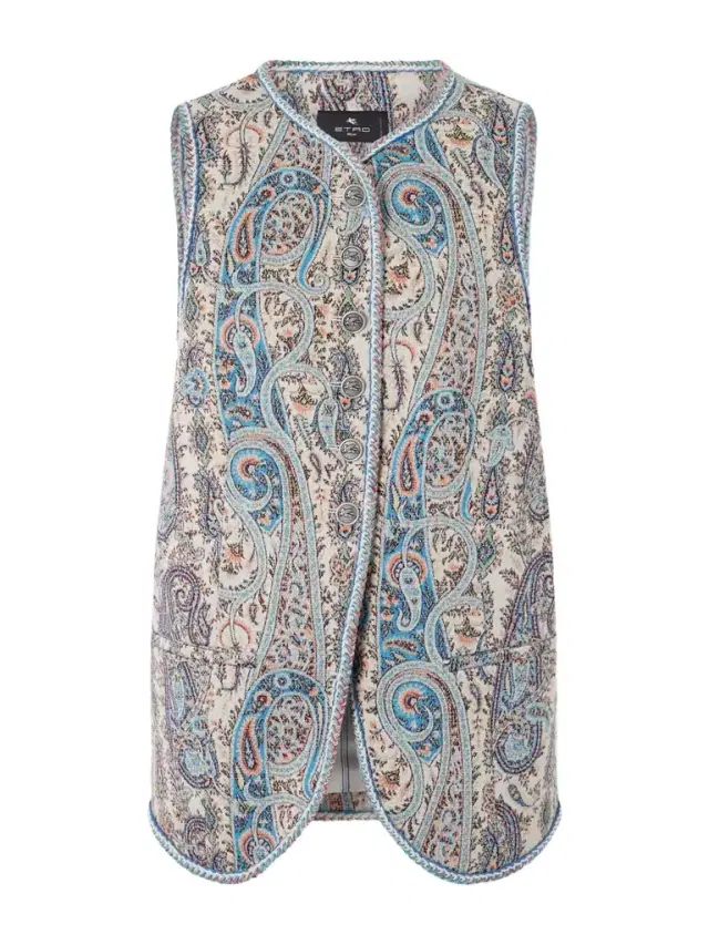 Paisley-jacquard Cotton-blend Gilet