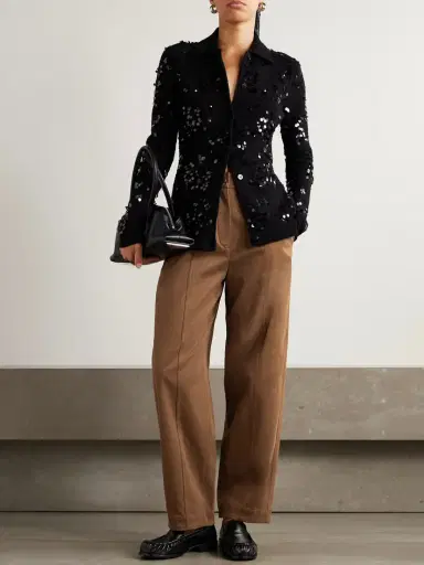 Moncler Appliquéd Cotton-blend Gabardine Straight-leg Pants | Thumbnail 2