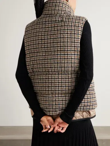 Moncler Touvet Appliquéd Layered Quilted Checked Wool-blend Tweed Down Vest | Thumbnail 4 Moncler Touvet Appliquéd Layered Quilted Checked Wool-blend Tweed Down Vest | Thumbnail 4
