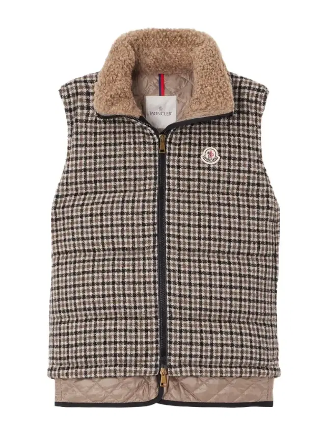 Moncler Touvet Appliquéd Layered Quilted Checked Wool-blend Tweed Down Vest