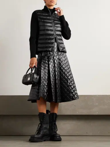Moncler Appliquéd Pleated Quilted Padded Shell Skirt | Thumbnail 2