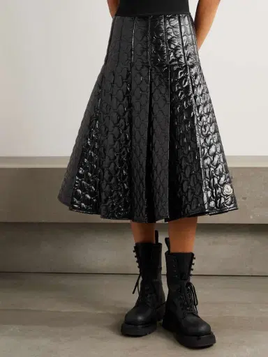 Moncler Appliquéd Pleated Quilted Padded Shell Skirt | Thumbnail 3