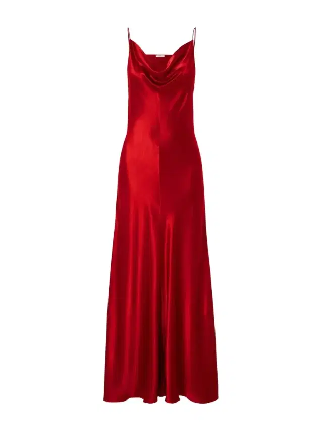 Emi Draped Hammered-satin Maxi Dress