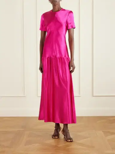 FFORME Clodia Pleated Textured-satin Maxi Dress | Thumbnail 3