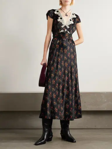 DÔEN Coraline Floral-print Satin Midi Dress | Thumbnail 2