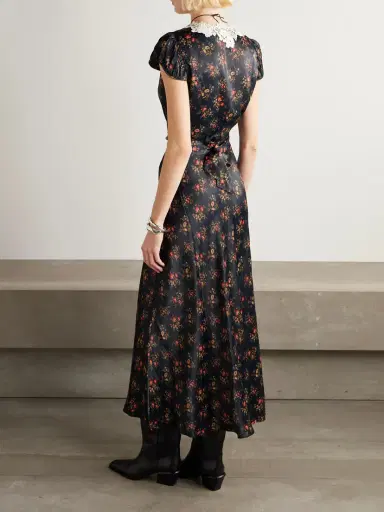 DÔEN Coraline Floral-print Satin Midi Dress | Thumbnail 3
