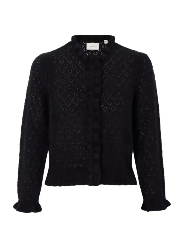 Claudie Ruffled Pointelle-knit Alpaca And Wool-blend Cardigan