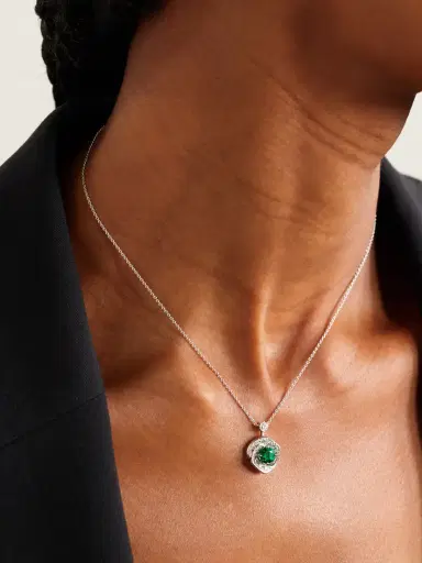 David Morris Frozen Kiss 18-karat White Gold, Emerald And Diamond Necklace | Thumbnail 2 David Morris Frozen Kiss 18-karat White Gold, Emerald And Diamond Necklace | Thumbnail 2