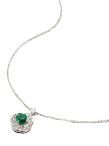 David Morris Frozen Kiss 18-karat White Gold, Emerald And Diamond Necklace | Thumbnail 1 David Morris Frozen Kiss 18-karat White Gold, Emerald And Diamond Necklace | Thumbnail 1