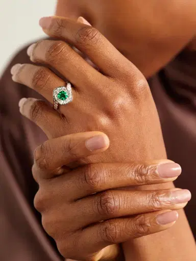 David Morris Frozen Kiss 18-karat White Gold, Diamond And Emerald Ring | Thumbnail 2