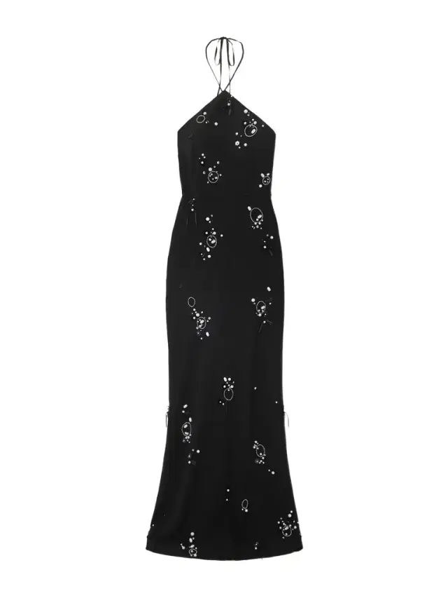 Jolene Embellished Stretch-crepe Halterneck Gown