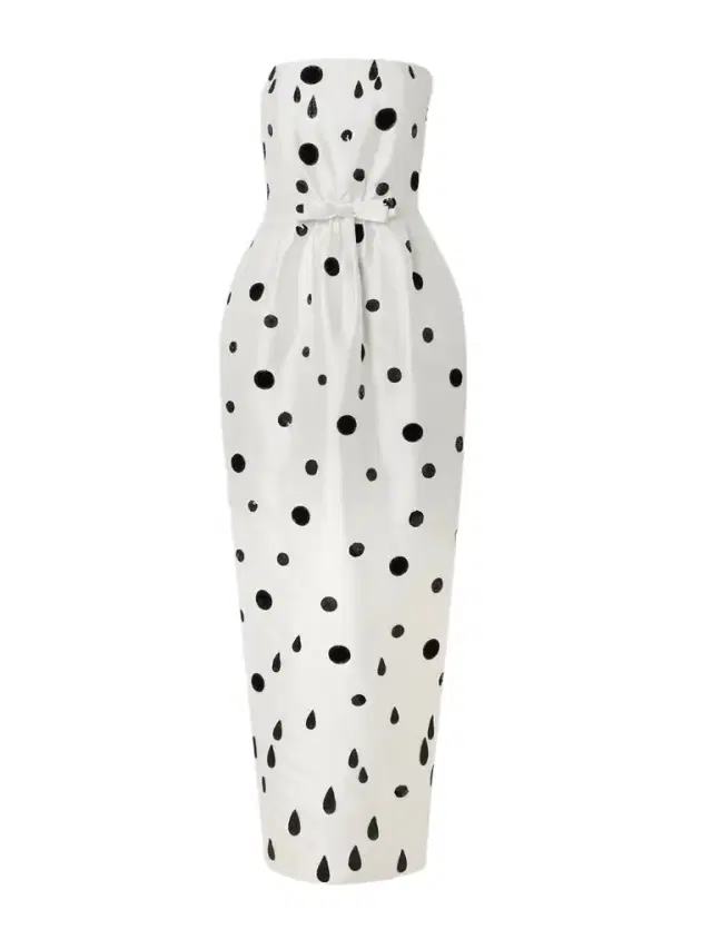 Lenette Strapless Embellished Polka-dot Taffeta Gown