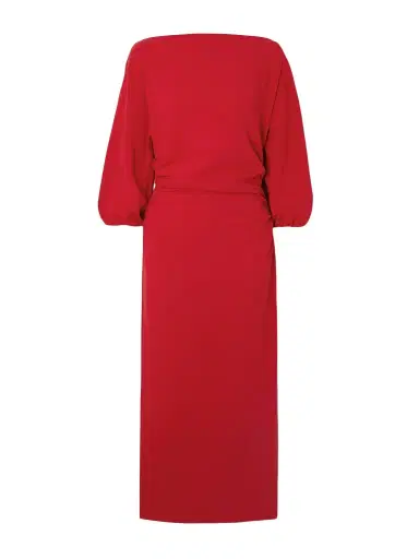 BERNADETTE Ezra Ruched Crepe Midi Dress | Thumbnail 1 BERNADETTE Ezra Ruched Crepe Midi Dress | Thumbnail 1