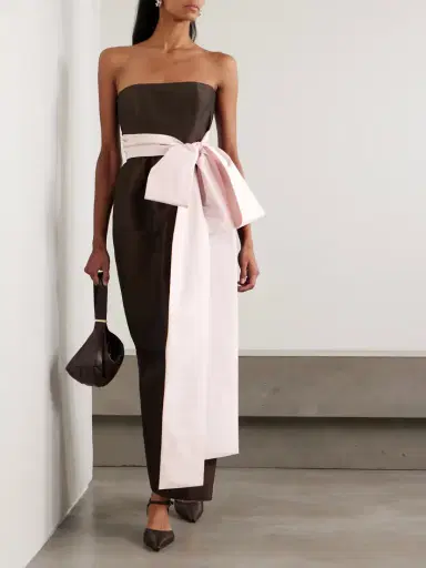 BERNADETTE Lina Strapless Bow-embellished Taffeta Gown | Thumbnail 2