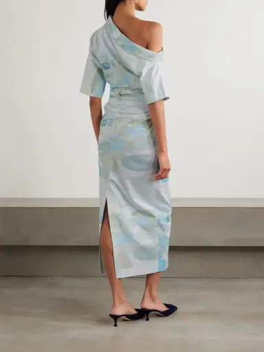 BERNADETTE Bowery Off-the-shoulder Printed Stretch-cotton Midi Dress | Thumbnail 3 BERNADETTE Bowery Off-the-shoulder Printed Stretch-cotton Midi Dress | Thumbnail 3