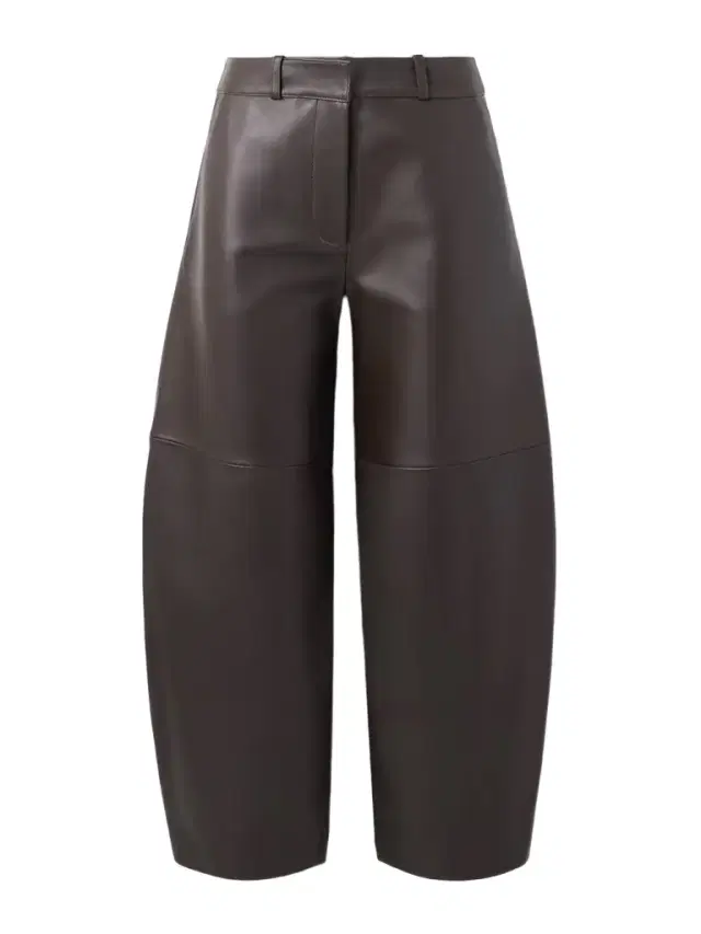 Paneled Leather Barrel-leg Pants