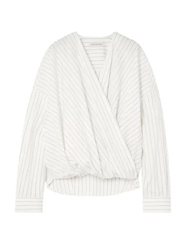 Oversized Wrap-effect Pinstriped Cotton-poplin Blouse