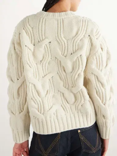 Bottega Veneta Cropped Cable-knit Wool Cardigan | Thumbnail 3 Bottega Veneta Cropped Cable-knit Wool Cardigan | Thumbnail 3