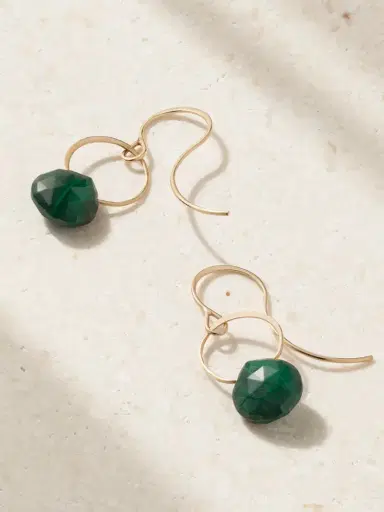 Melissa Joy Manning 14-karat Recycled Gold Malachite Earrings | Thumbnail 3