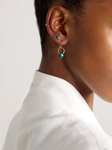 Melissa Joy Manning 14-karat Recycled Gold Malachite Earrings | Thumbnail 4