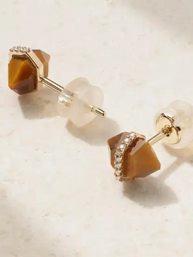 Melissa Joy Manning 14-karat Recycled Gold, Tiger's Eye And Herkimer Diamond Earrings | Thumbnail 3 Melissa Joy Manning 14-karat Recycled Gold, Tiger's Eye And Herkimer Diamond Earrings | Thumbnail 3