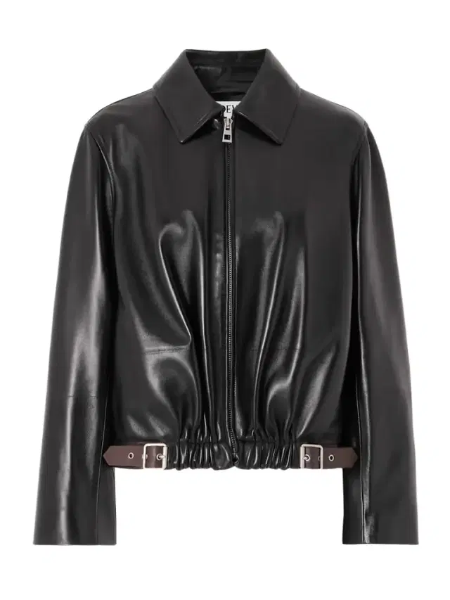Buckle-detailed Leather Jacket