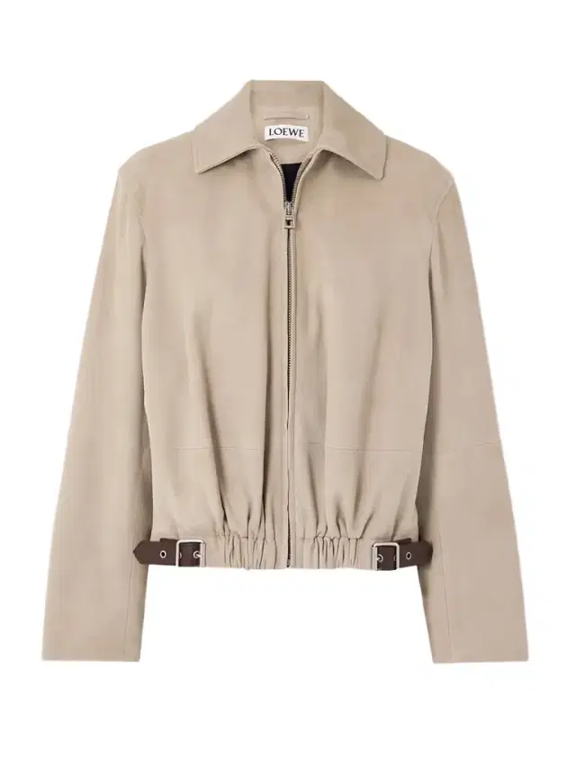 Buckle-embellished Leather-trimmed Suede Jacket