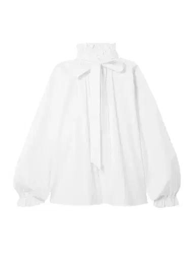 La DoubleJ Icon Cerere Tie-detailed Ruffled Cotton-poplin Blouse | Thumbnail 1 La DoubleJ Icon Cerere Tie-detailed Ruffled Cotton-poplin Blouse | Thumbnail 1