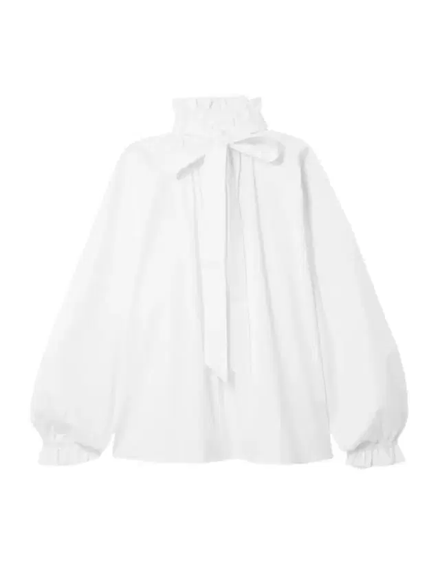La DoubleJ Icon Cerere Tie-detailed Ruffled Cotton-poplin Blouse